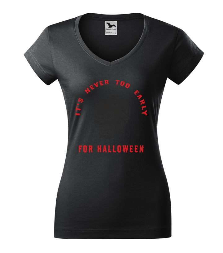 It's never to early for halloween - V-nyakú női póló ébenszürke