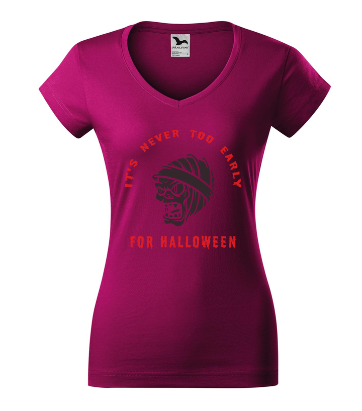 It's never to early for halloween - V-nyakú női póló fukszia