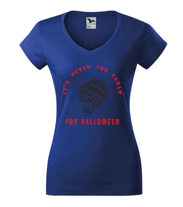 It's never to early for halloween - V-nyakú női póló királykék