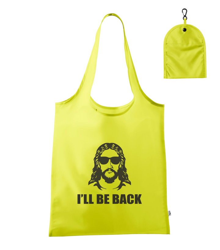 Jesus - I'll be back - Bevásárló táska neon sárga