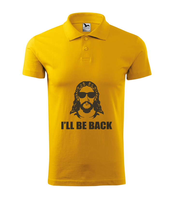 Jesus - I'll be back - Galléros férfi póló sárga