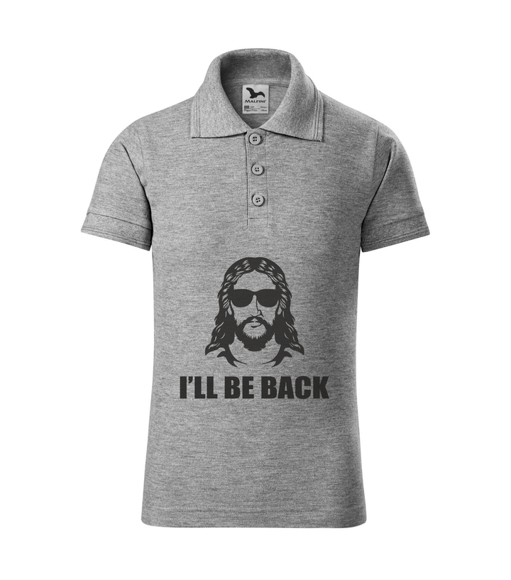 Jesus - I'll be back - Galléros gyerek póló sötétszürke