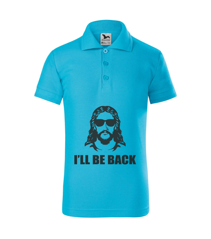 Jesus - I'll be back - Galléros gyerek póló türkiz
