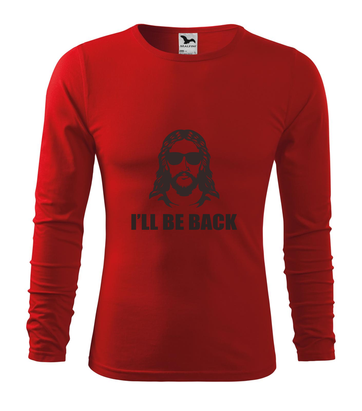 Jesus - I'll be back - Hosszú ujjú férfi póló piros