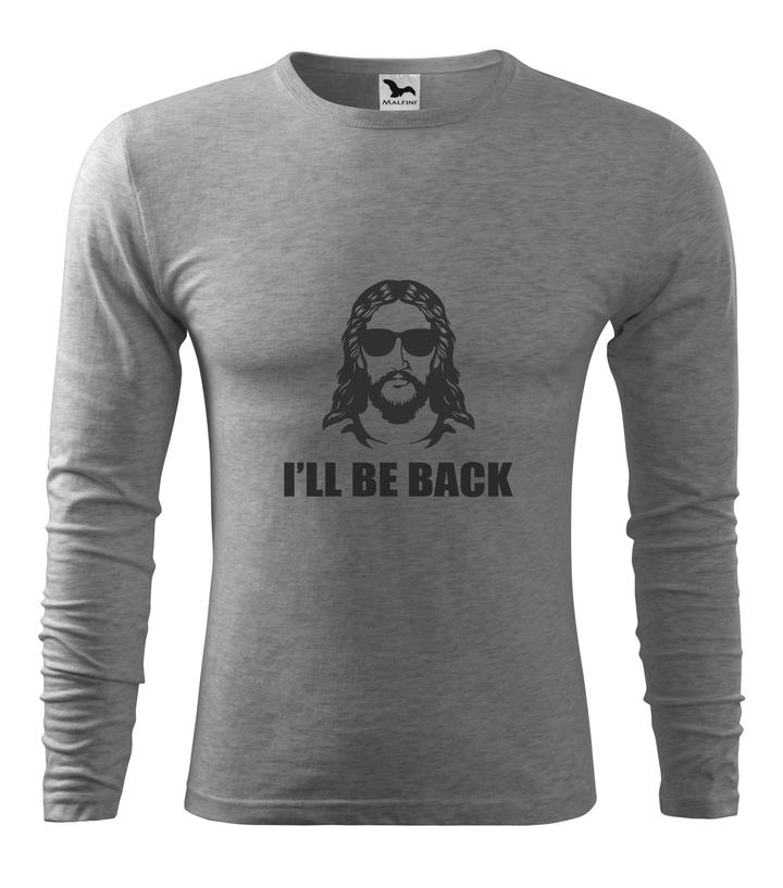 Jesus - I'll be back - Hosszú ujjú férfi póló sötétszürke