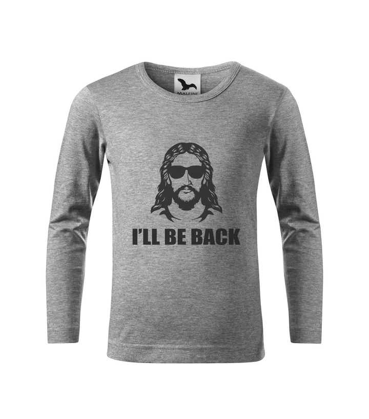 Jesus - I'll be back - Hosszú ujjú gyerek póló sötétszürke