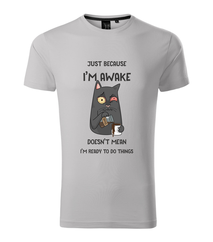 Just because I'm awake doesn't mean I'm ready to do things - Prémium férfi póló ezüstszürke
