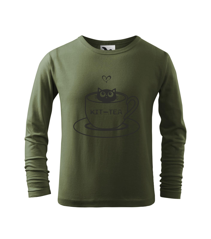 Kit-Tea - Hosszú ujjú gyerek póló khaki