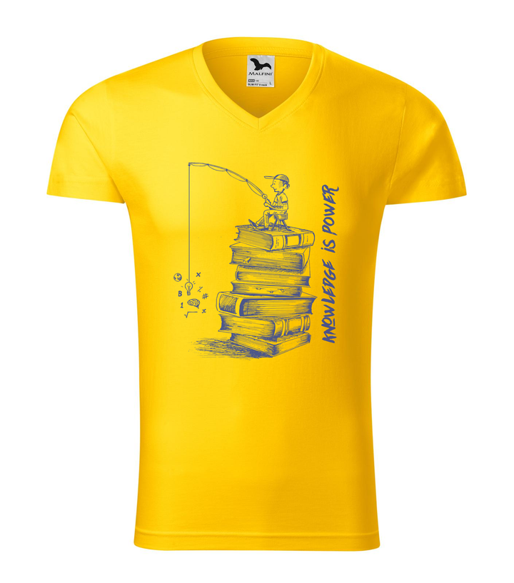 Knowledge is power - V-nyakú férfi póló sárga