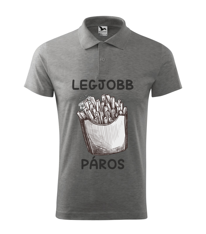 Legjobb páros - Galléros férfi póló sötétszürke