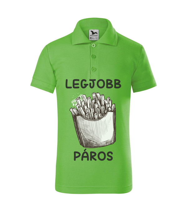 Legjobb páros - Galléros gyerek póló almazöld