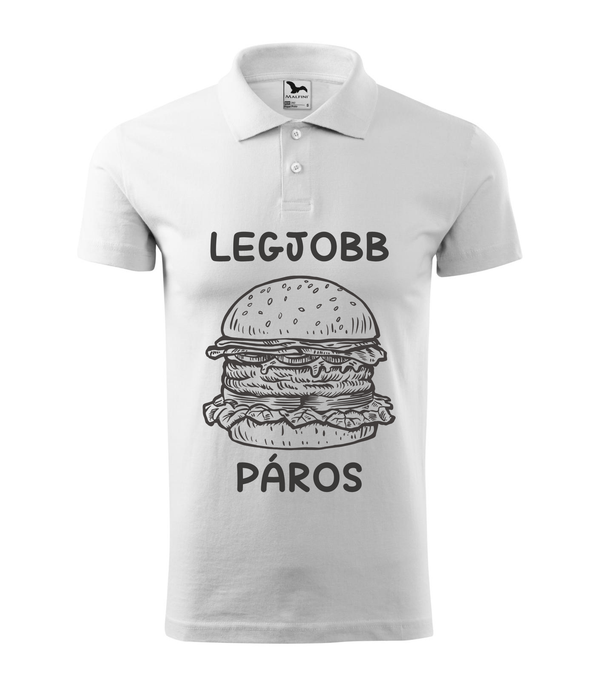Legjobb páros - Hamburger - Galléros férfi póló fehér
