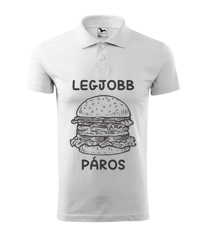 Legjobb páros - Hamburger - Galléros férfi póló fehér