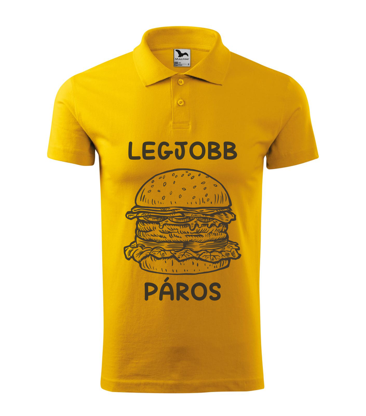 Legjobb páros - Hamburger - Galléros férfi póló sárga