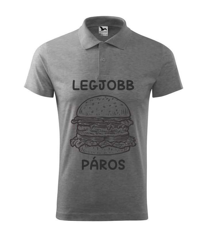 Legjobb páros - Hamburger - Galléros férfi póló sötétszürke