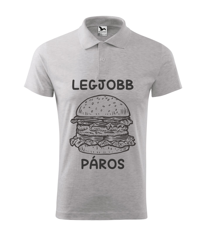 Legjobb páros - Hamburger - Galléros férfi póló világosszürke