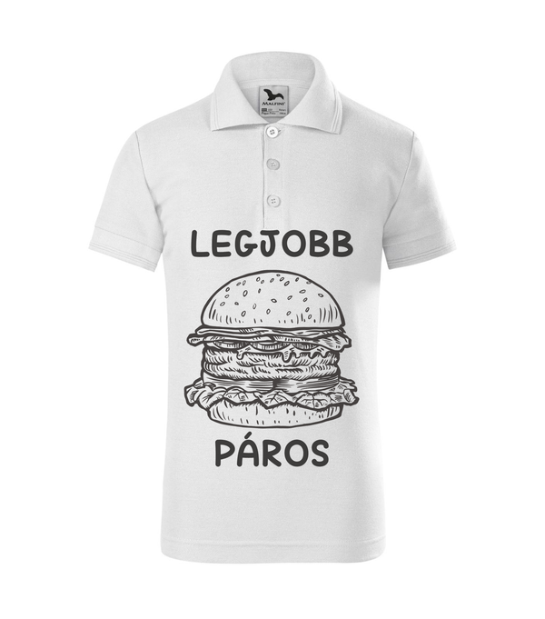 Legjobb páros - Hamburger - Galléros gyerek póló fehér