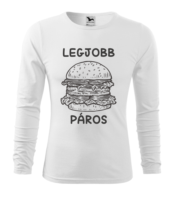 Legjobb páros - Hamburger - Hosszú ujjú férfi póló fehér