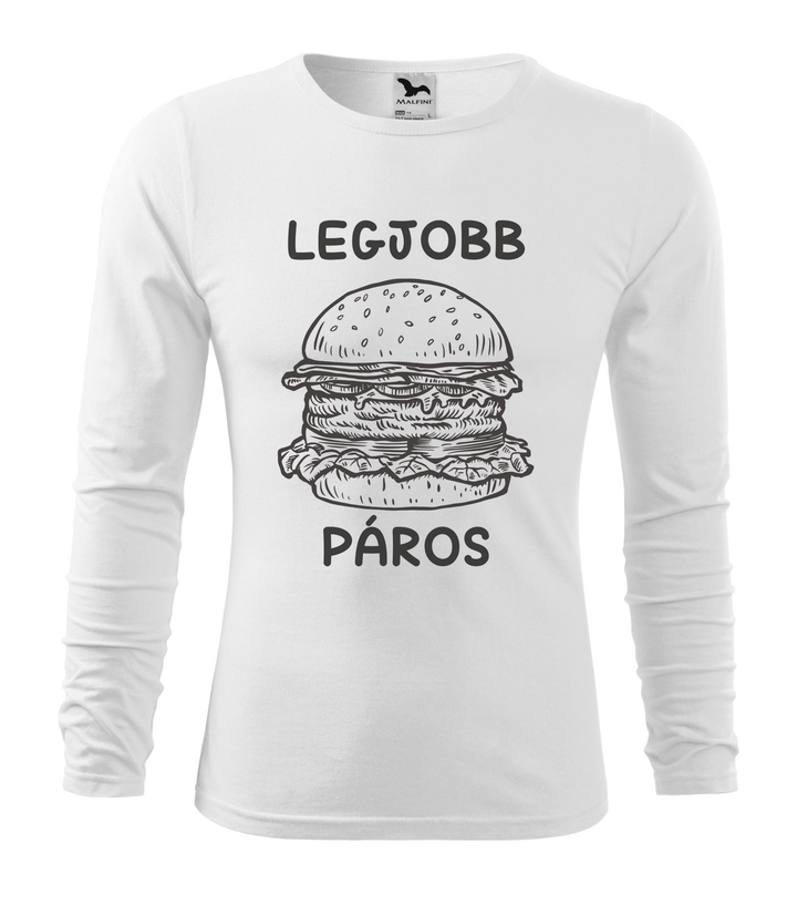 Legjobb páros - Hamburger - Hosszú ujjú férfi póló fehér