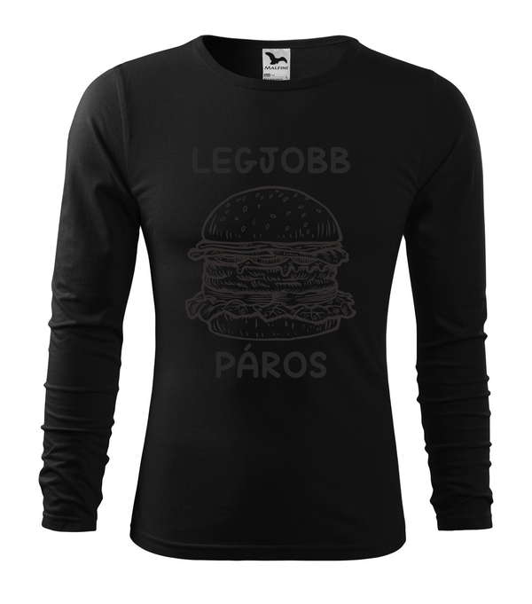 Legjobb páros - Hamburger - Hosszú ujjú férfi póló fekete