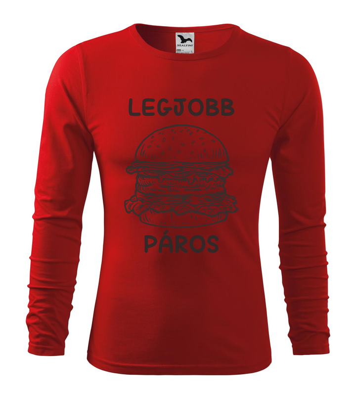 Legjobb páros - Hamburger - Hosszú ujjú férfi póló piros