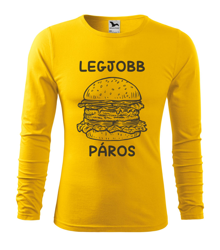 Legjobb páros - Hamburger - Hosszú ujjú férfi póló sárga