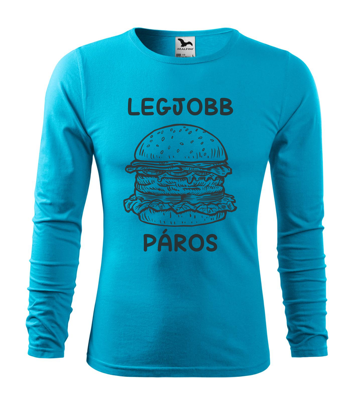 Legjobb páros - Hamburger - Hosszú ujjú férfi póló türkiz