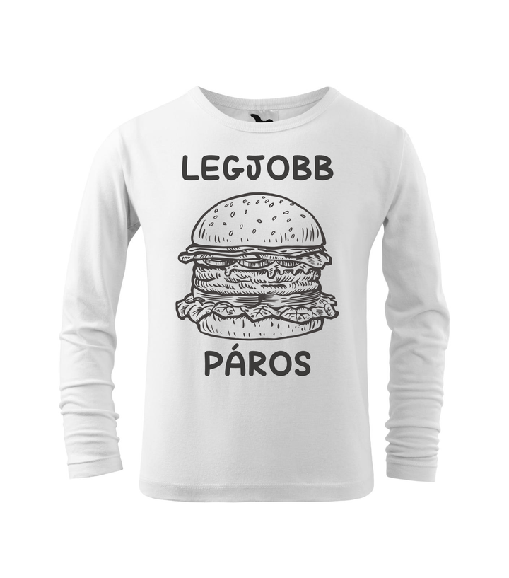 Legjobb páros - Hamburger - Hosszú ujjú gyerek póló fehér