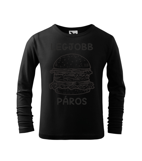 Legjobb páros - Hamburger - Hosszú ujjú gyerek póló fekete