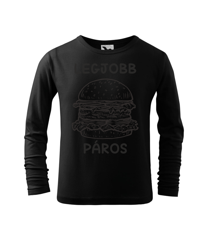 Legjobb páros - Hamburger - Hosszú ujjú gyerek póló fekete