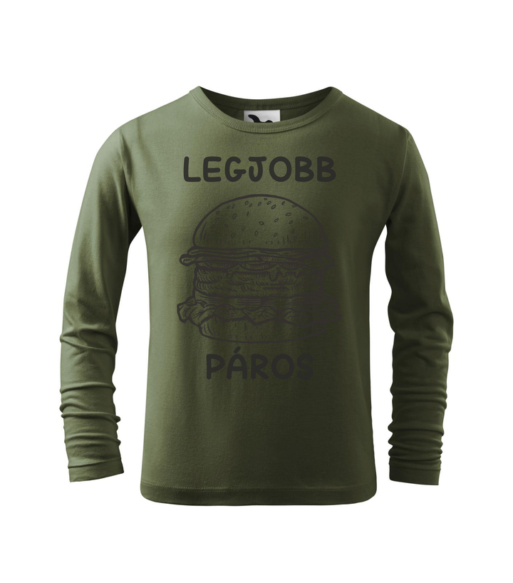 Legjobb páros - Hamburger - Hosszú ujjú gyerek póló khaki