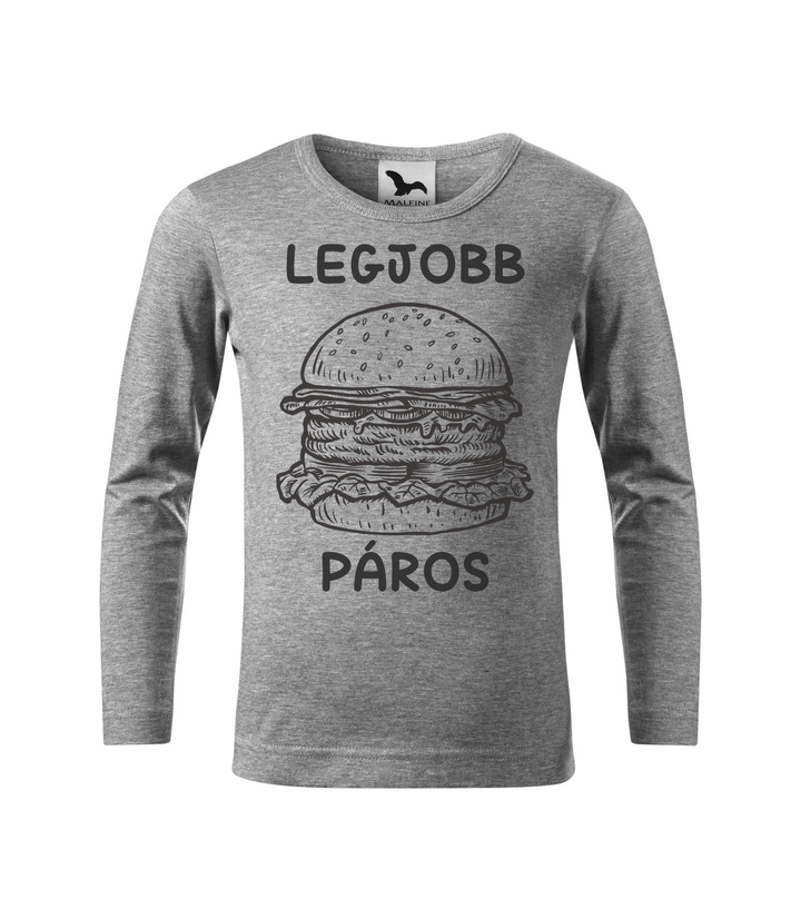 Legjobb páros - Hamburger - Hosszú ujjú gyerek póló sötétszürke