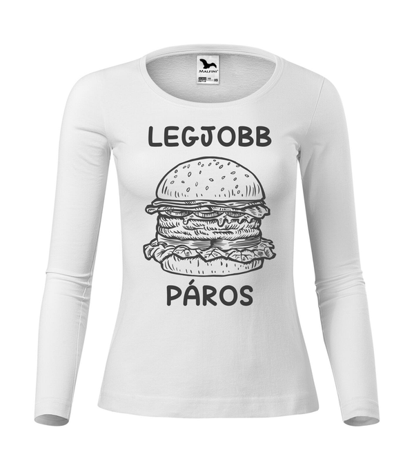 Legjobb páros - Hamburger - Hosszú ujjú női póló fehér