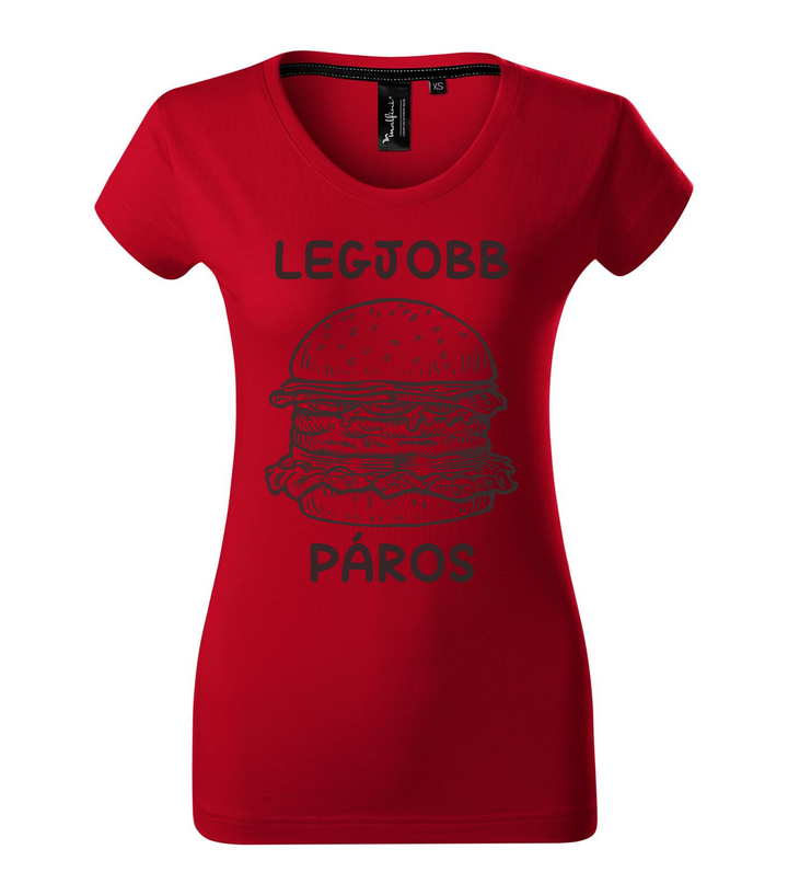 Legjobb páros - Hamburger - Prémium női póló F1 piros