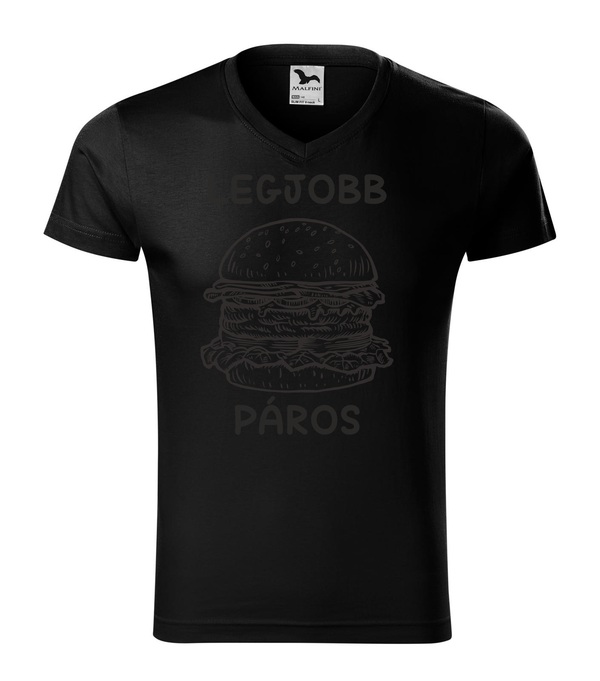 Legjobb páros - Hamburger - V-nyakú férfi póló fekete