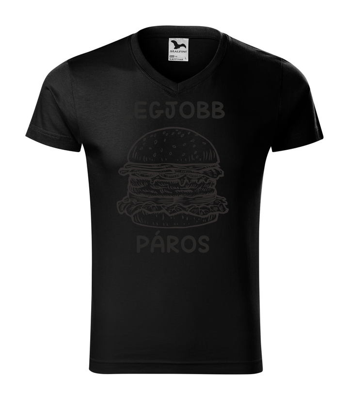 Legjobb páros - Hamburger - V-nyakú férfi póló fekete