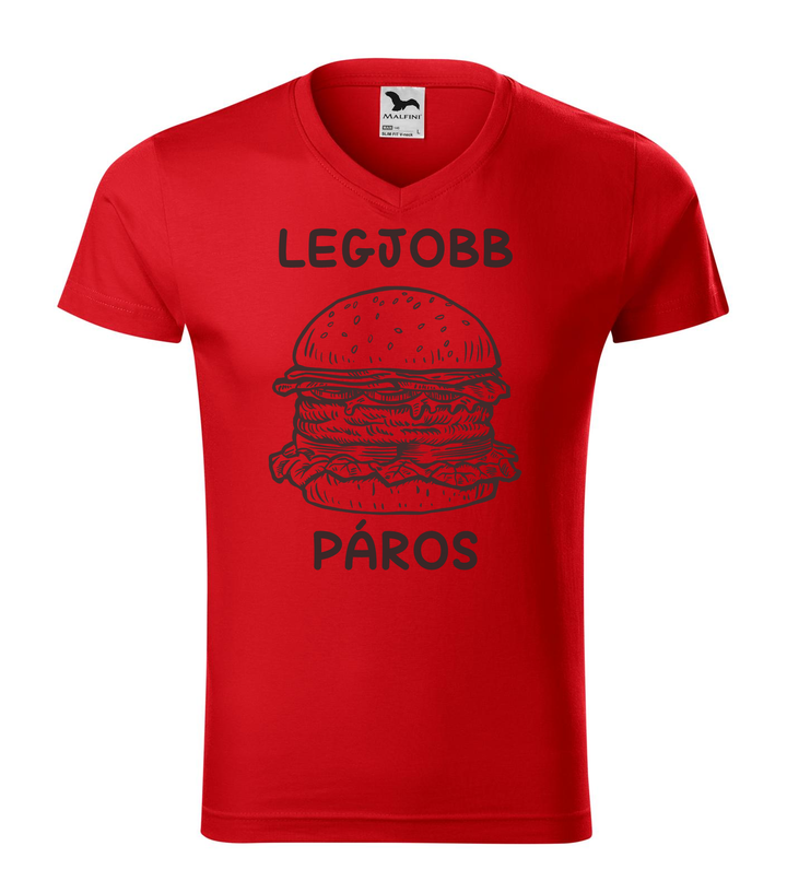 Legjobb páros - Hamburger - V-nyakú férfi póló piros