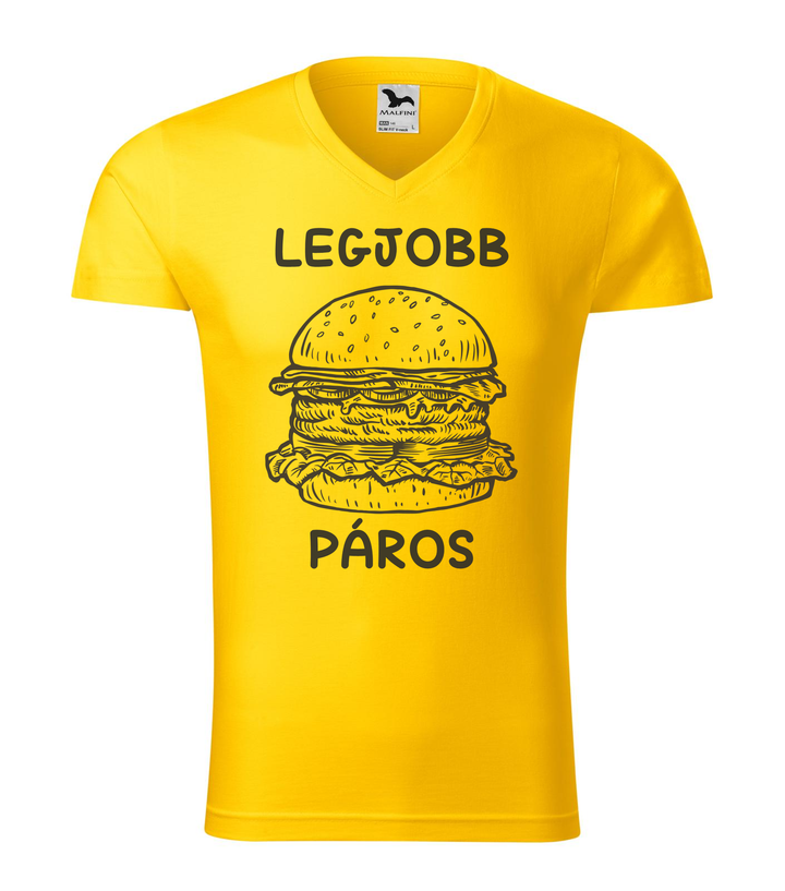 Legjobb páros - Hamburger - V-nyakú férfi póló sárga