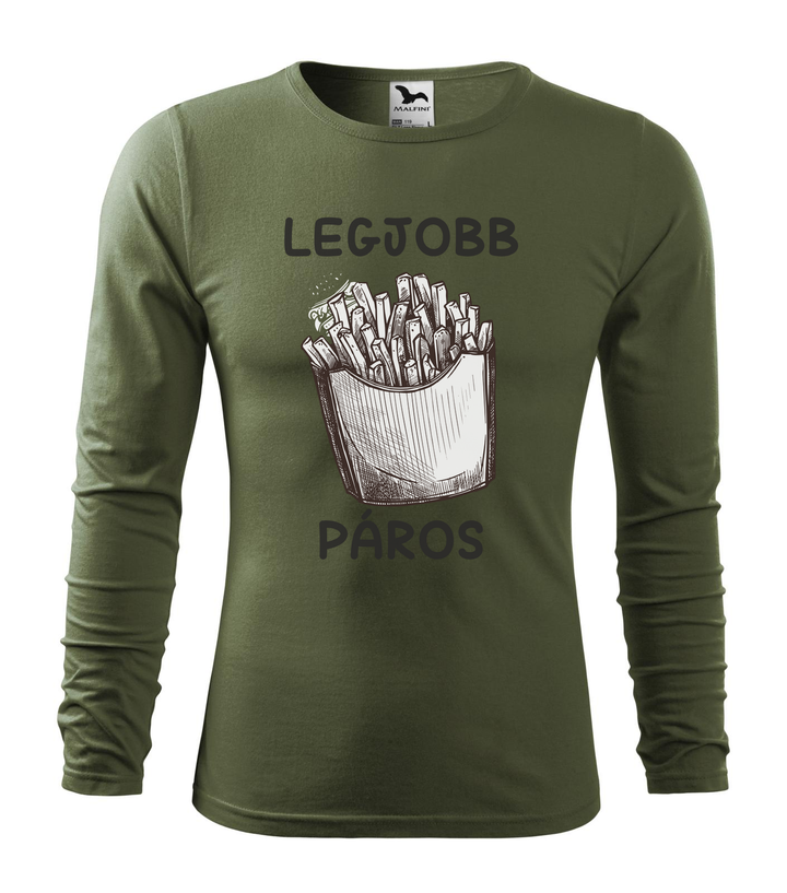 Legjobb páros - Hosszú ujjú férfi póló khaki