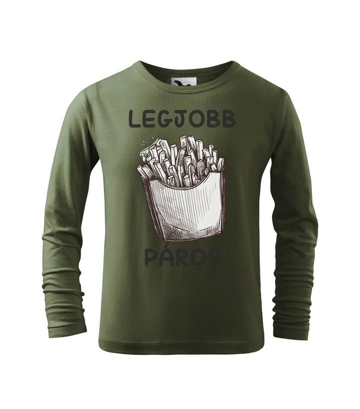 Legjobb páros - Hosszú ujjú gyerek póló khaki