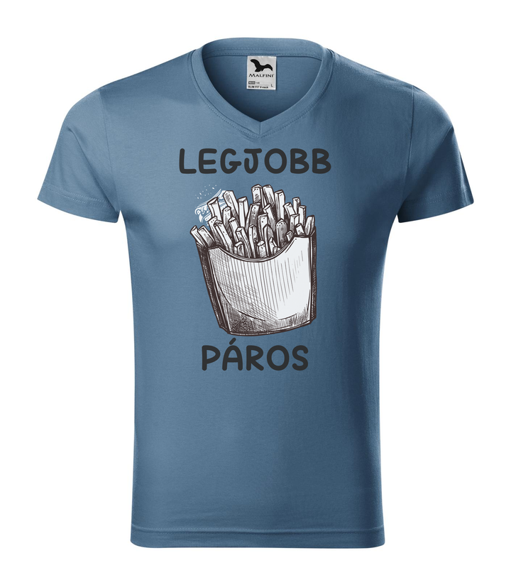 Legjobb páros - V-nyakú férfi póló farmerkék