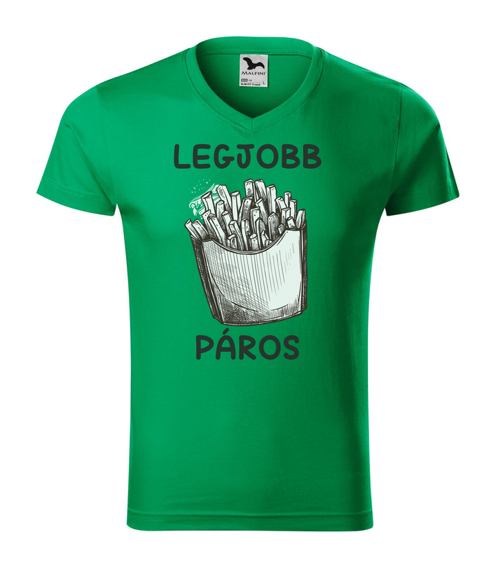 Legjobb páros - V-nyakú férfi póló fűzöld