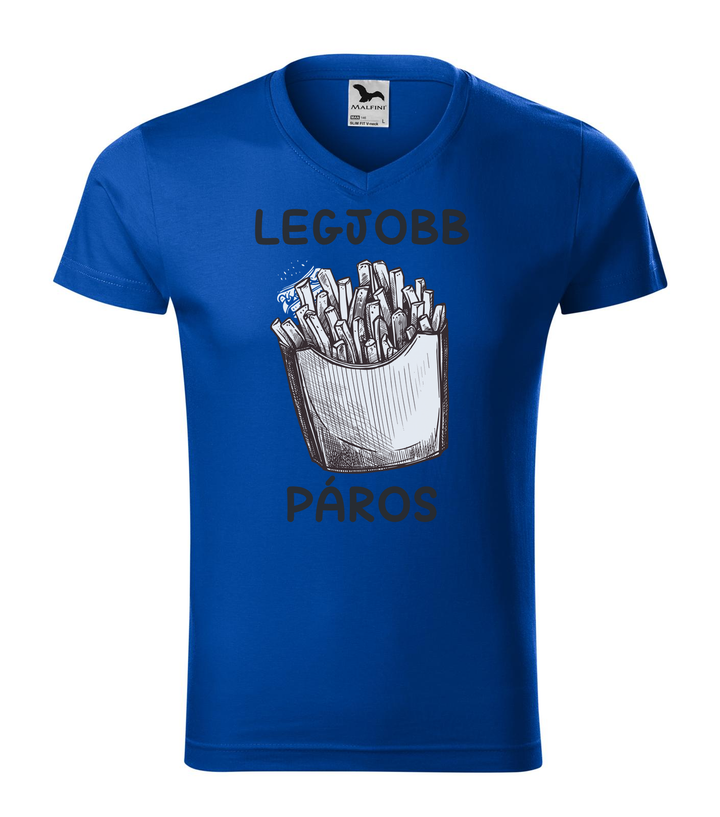 Legjobb páros - V-nyakú férfi póló királykék