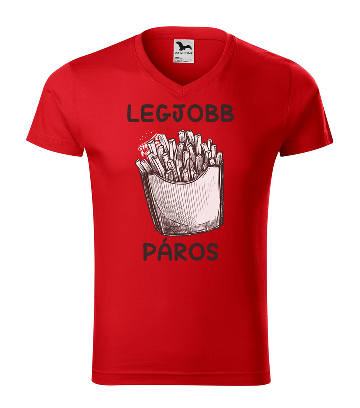 Legjobb páros - V-nyakú férfi póló piros