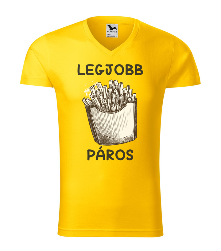 Legjobb páros - V-nyakú férfi póló sárga