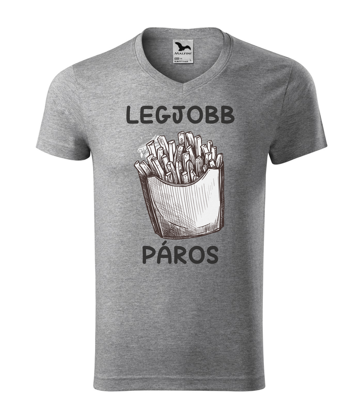 Legjobb páros - V-nyakú férfi póló sötétszürke