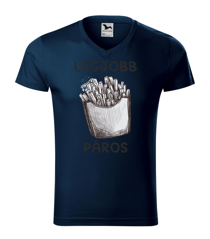 Legjobb páros - V-nyakú férfi póló tengerészkék