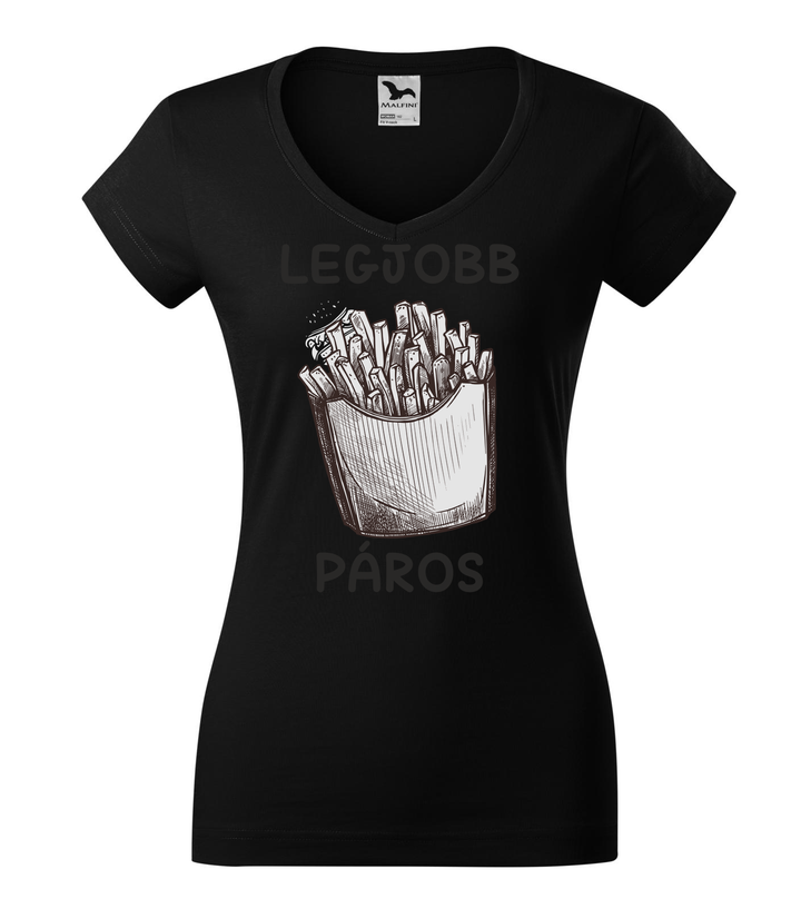 Legjobb páros - V-nyakú női póló fekete
