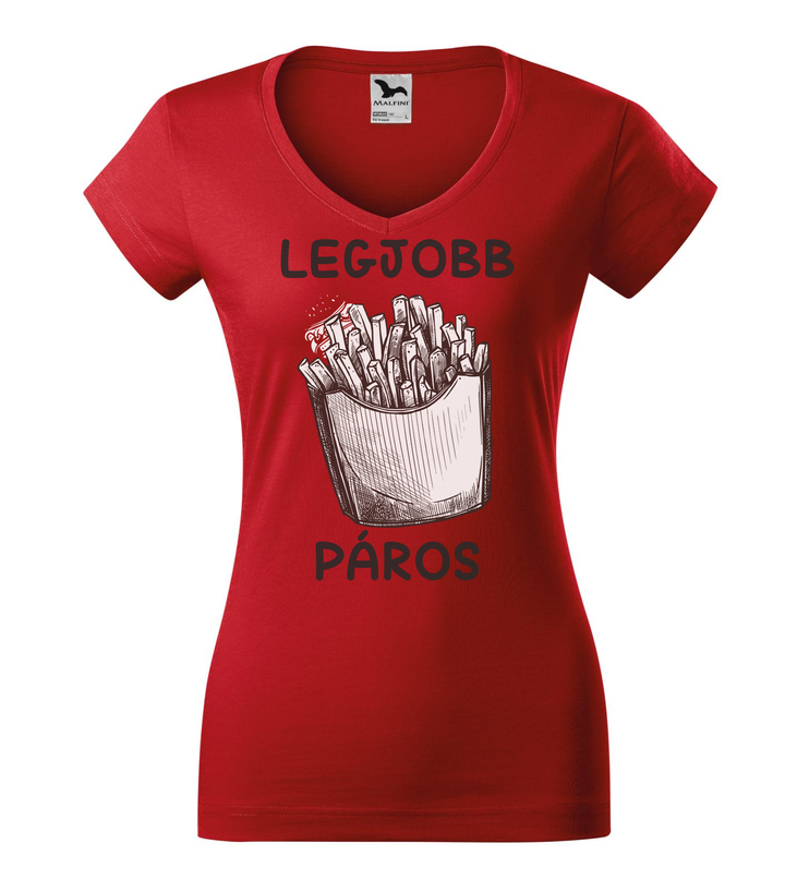 Legjobb páros - V-nyakú női póló piros