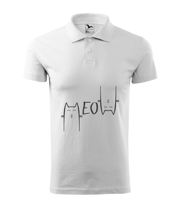 Meow - Galléros férfi póló fehér